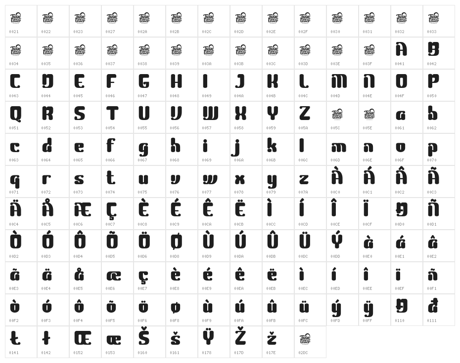 Blagak-Regular Character Map
