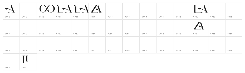 Blancoliga Character Map