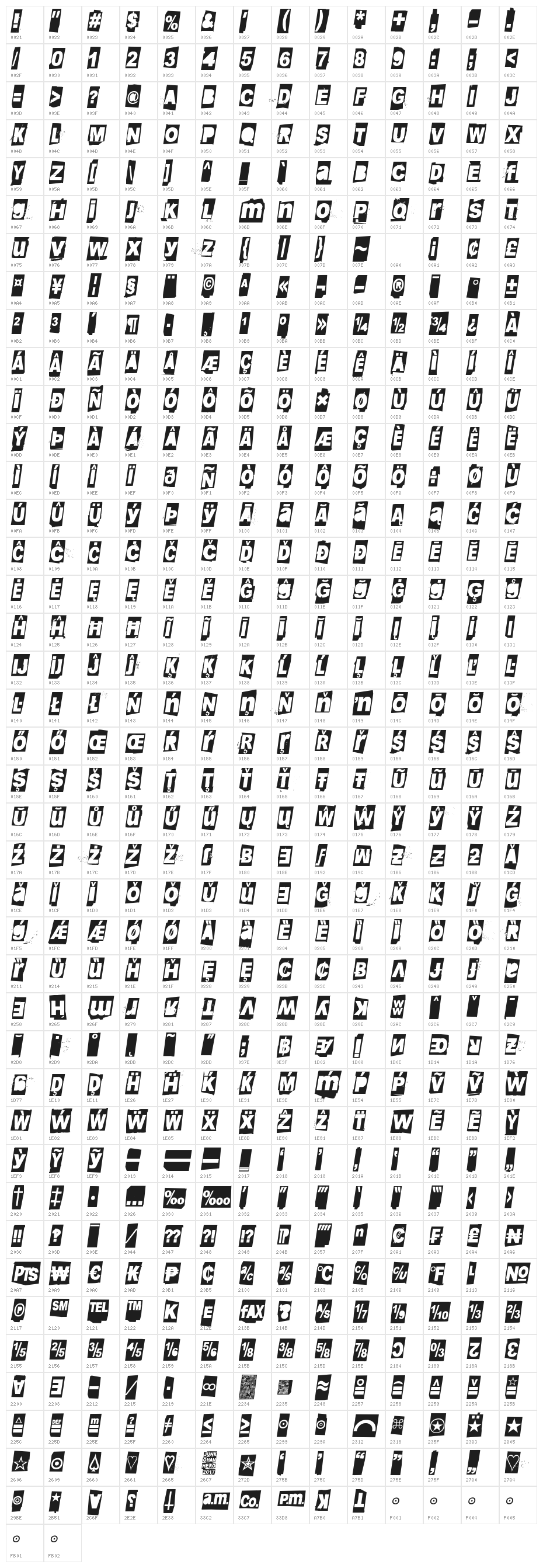 Blankblizzkriegi Italic Character Map