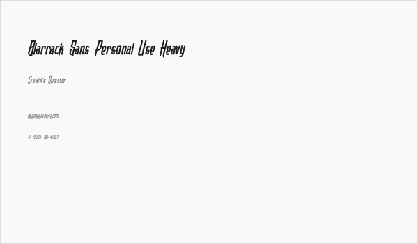 Blarrack Sans Personal Use Heavy Business Card