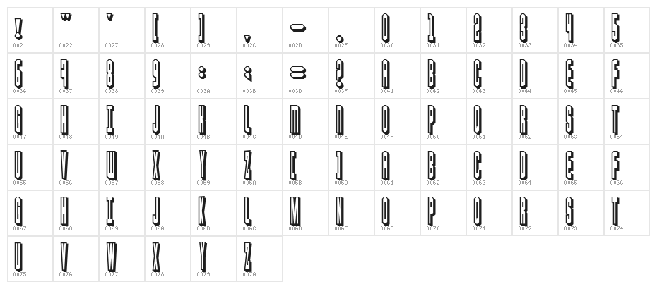 Blaster Character Map