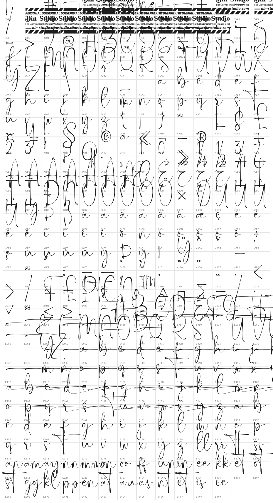 Blastine personal use Character Map