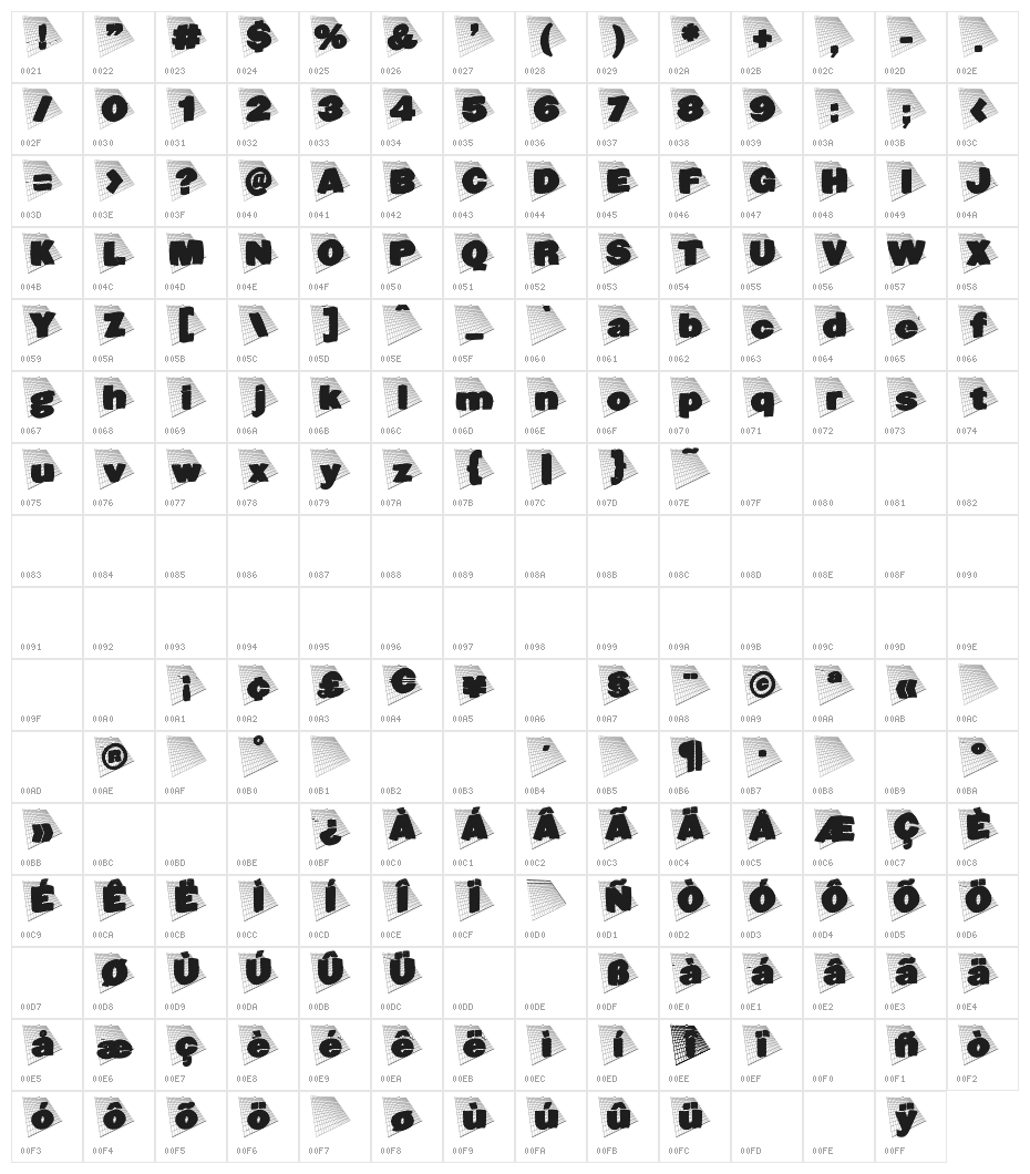 BlaxxOnGrid Character Map