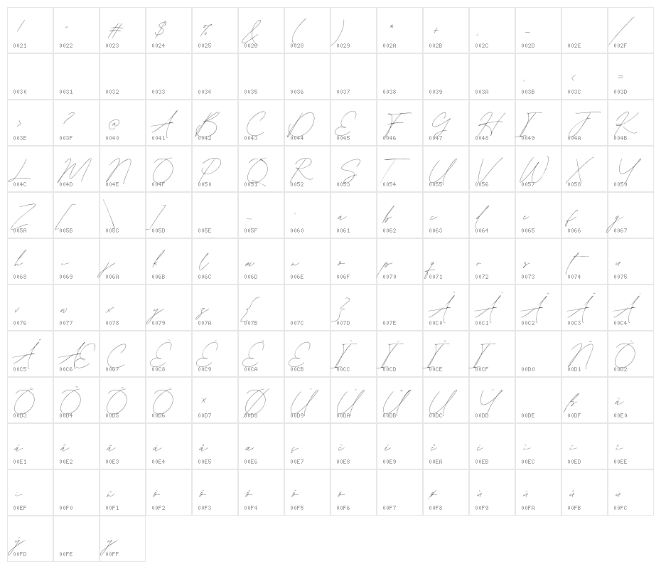 BleachedMagenta-Regular Character Map