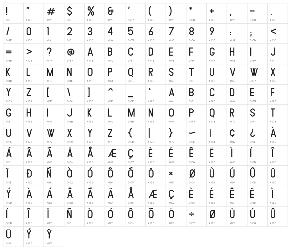 Bledug Regular Character Map