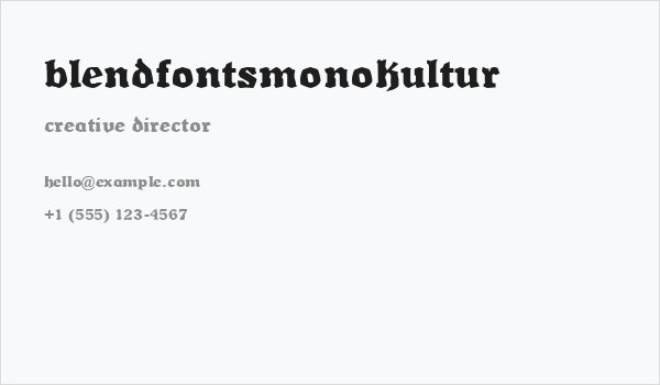 BlendfontsMonokultur Business Card