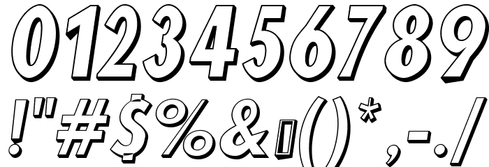 Blink 3D Oblique Font OTHER CHARS