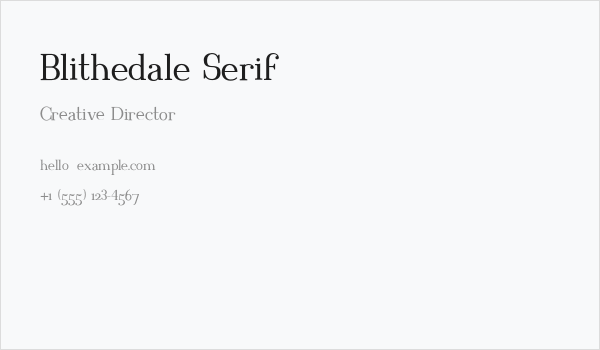 Blithedale Serif Business Card
