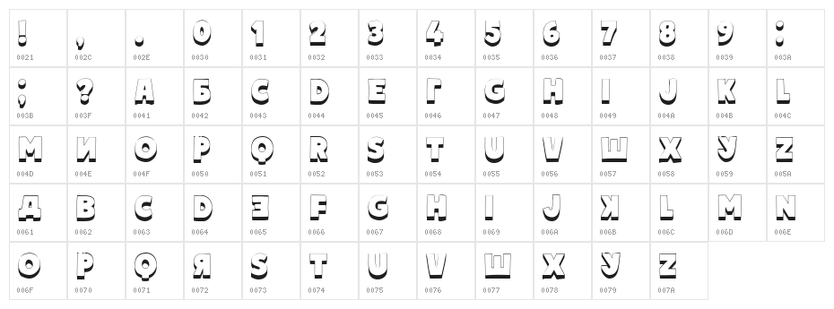 Blitz Regular Character Map