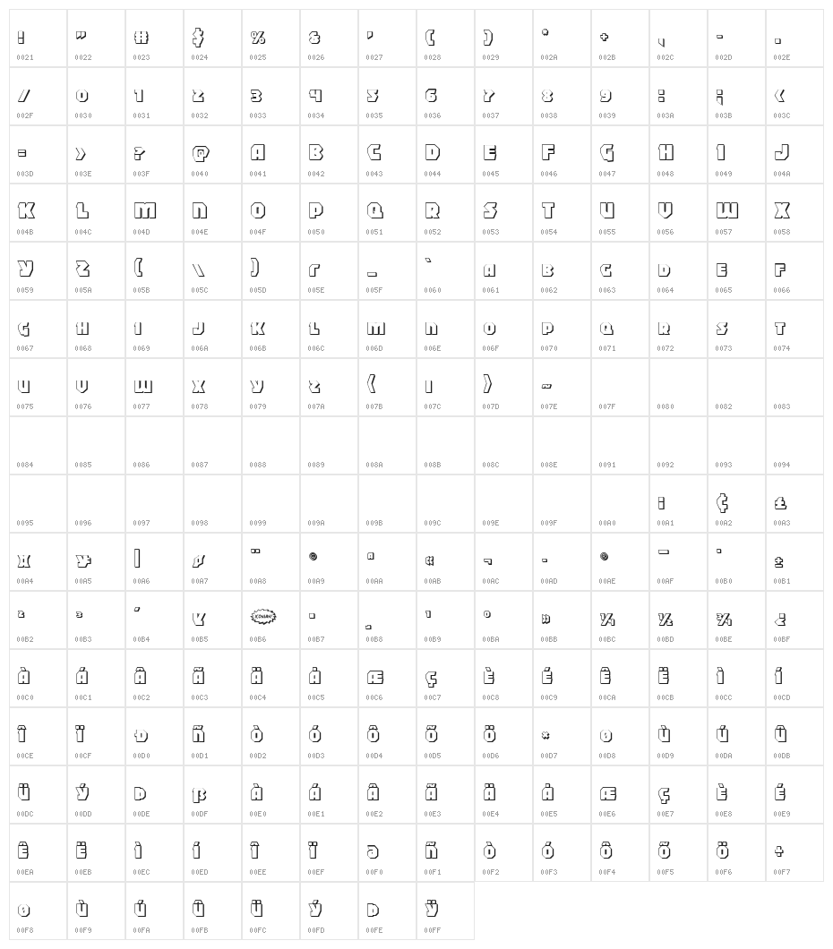 Blitzstrike 3D Regular Character Map