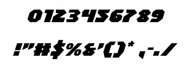 Blitzstrike Expanded Italic Font OTHER CHARS
