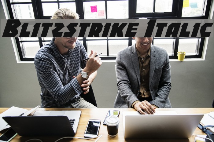 Blitzstrike Italic Font examples