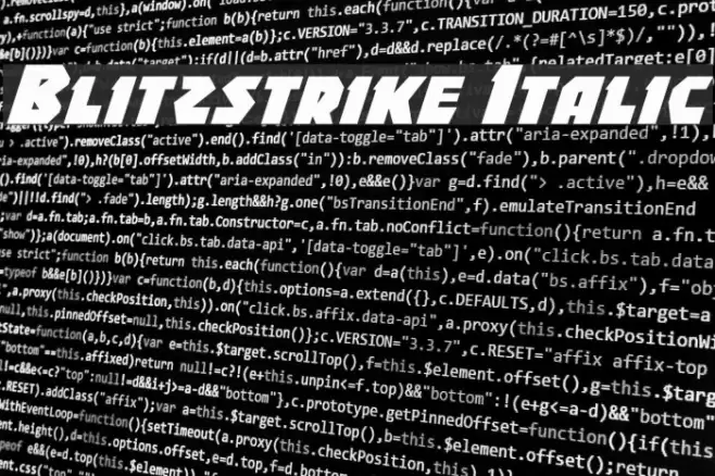 Blitzstrike Italic Font examples