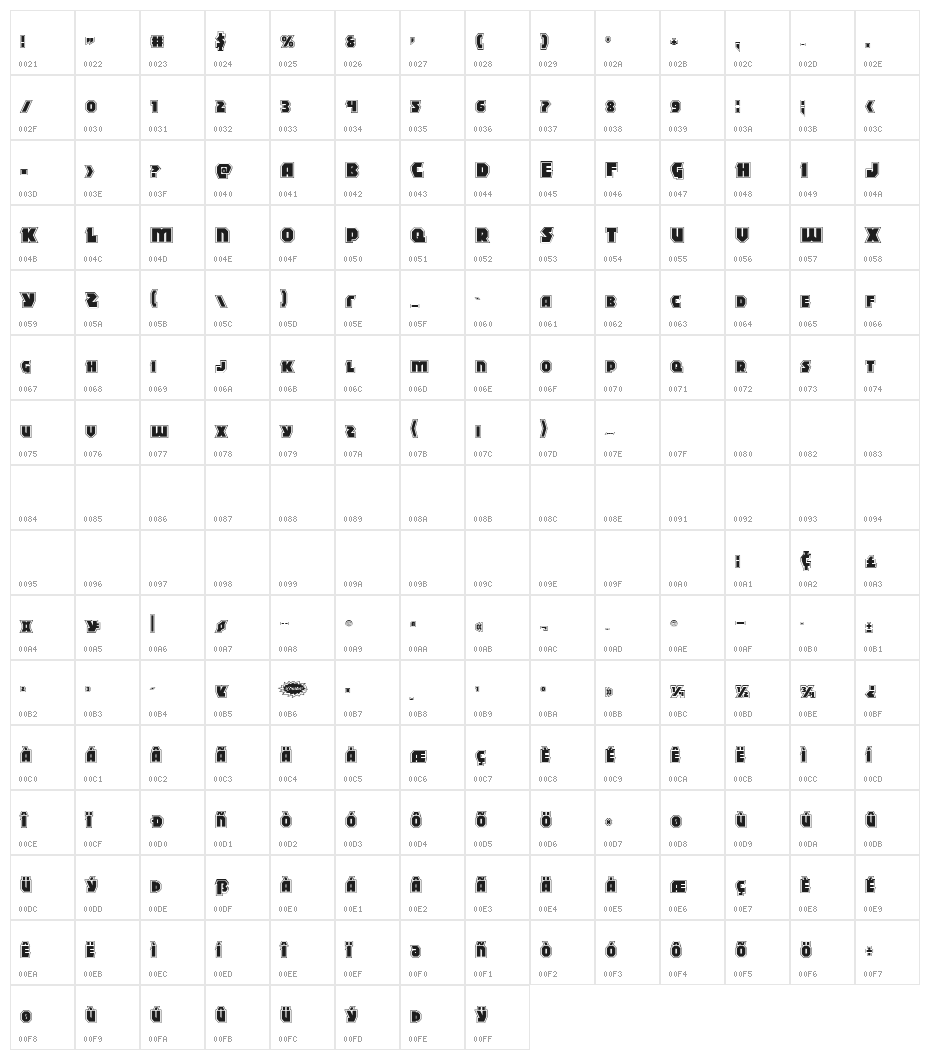 Blitzstrike Pro Regular Character Map