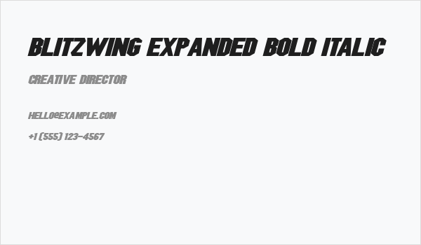 Blitzwing Expanded Bold Italic Business Card