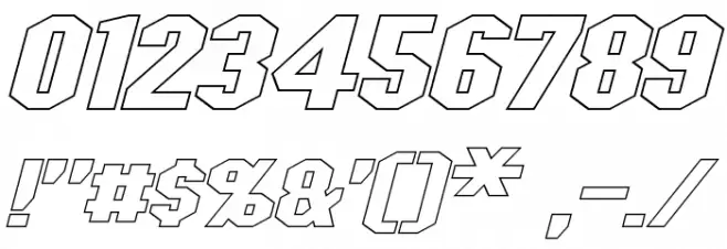 Blitzwing Extended Hollow Italic Font OTHER CHARS