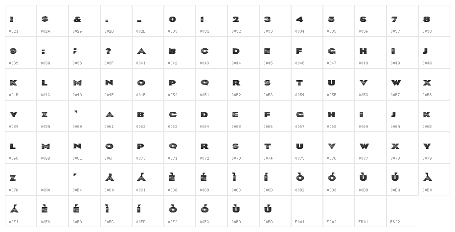 BlkLite Character Map