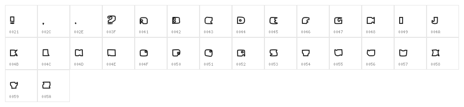 BlobRegular Character Map