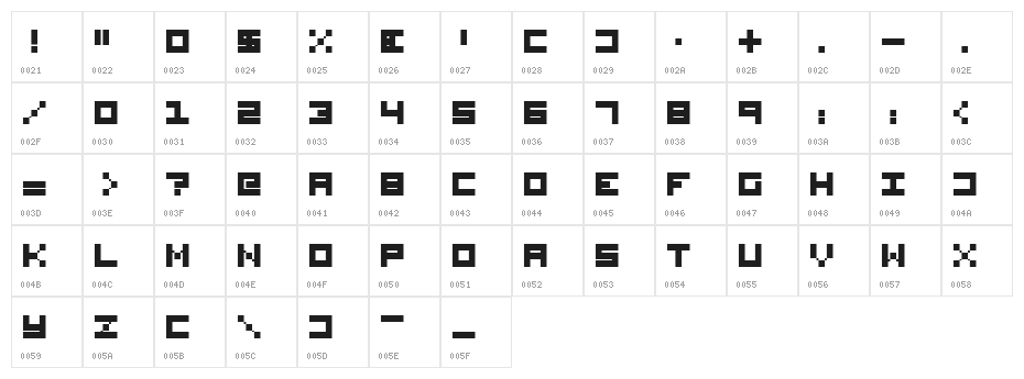 Block Nine Normal Character Map