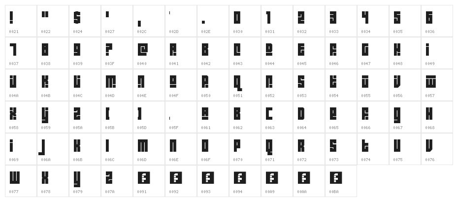 Block Out Regular Character Map