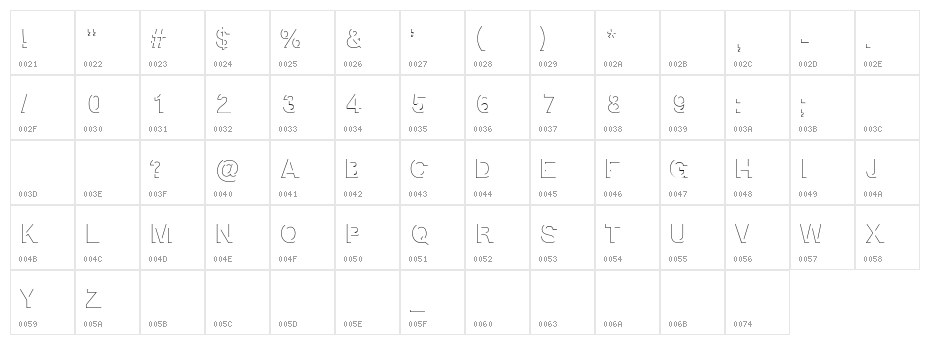 Block Shadow Regular Character Map