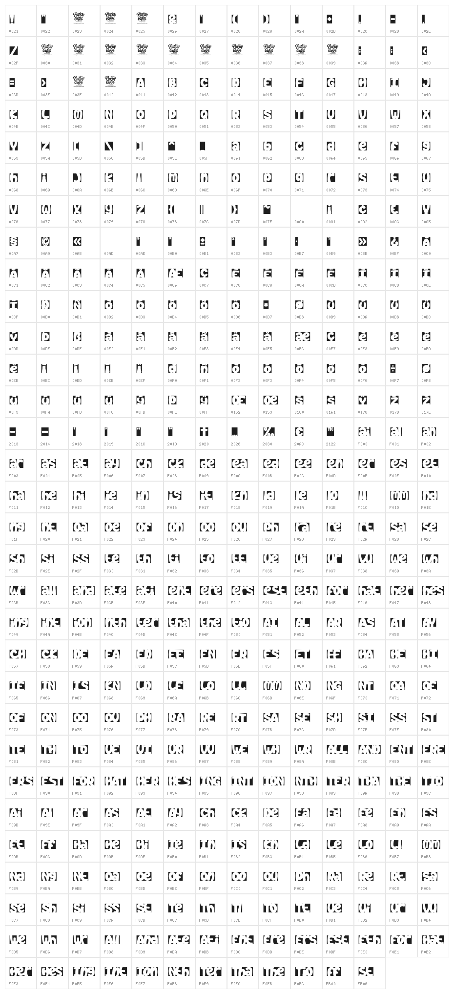 Block Space Character Map