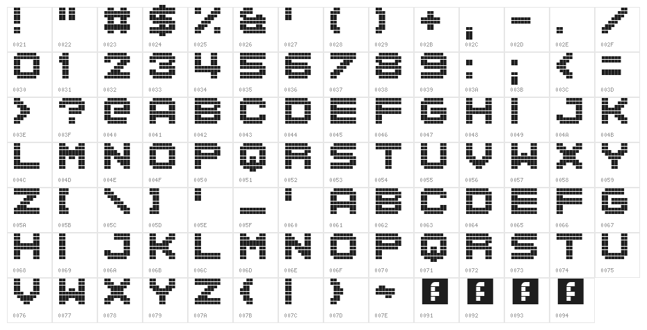 Block Stock Regular Character Map