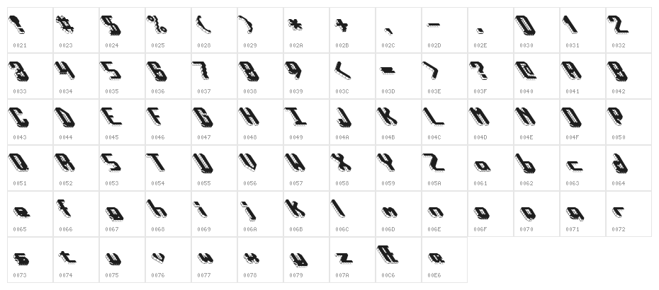 Block Tilt BRK Character Map