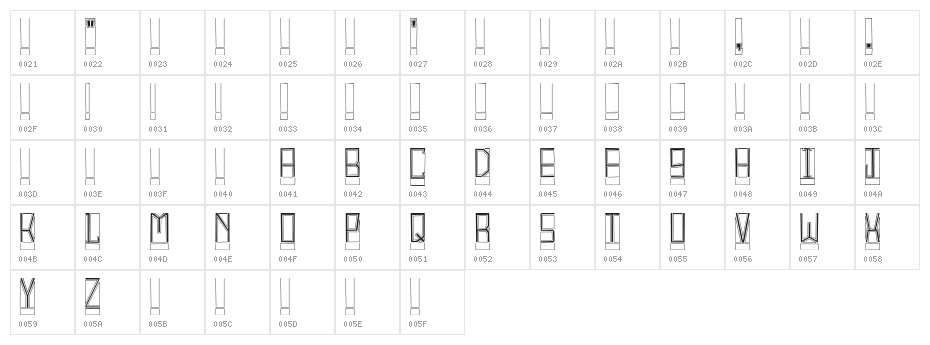 BlockTitling Outline Character Map