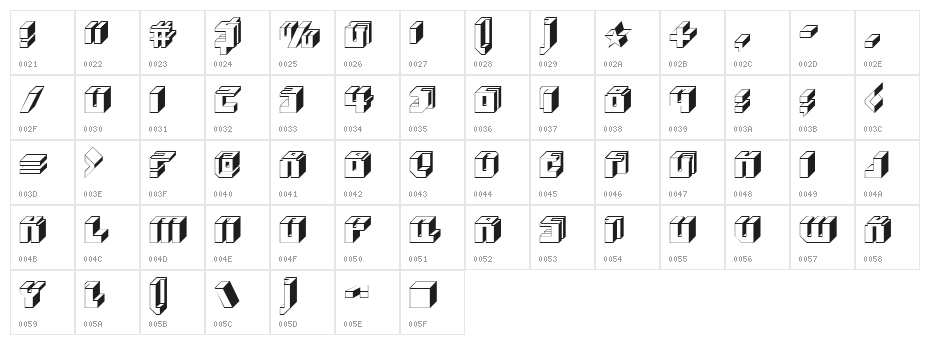 BlockUp Character Map