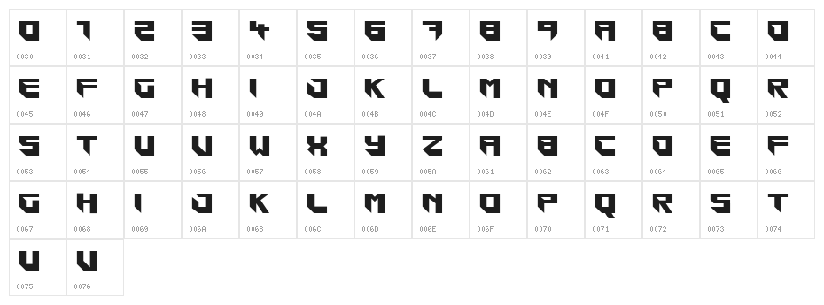 Blockar Character Map