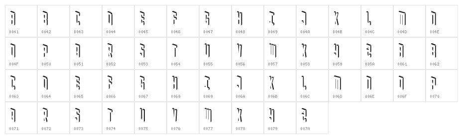 Blockbaq Inverted Character Map