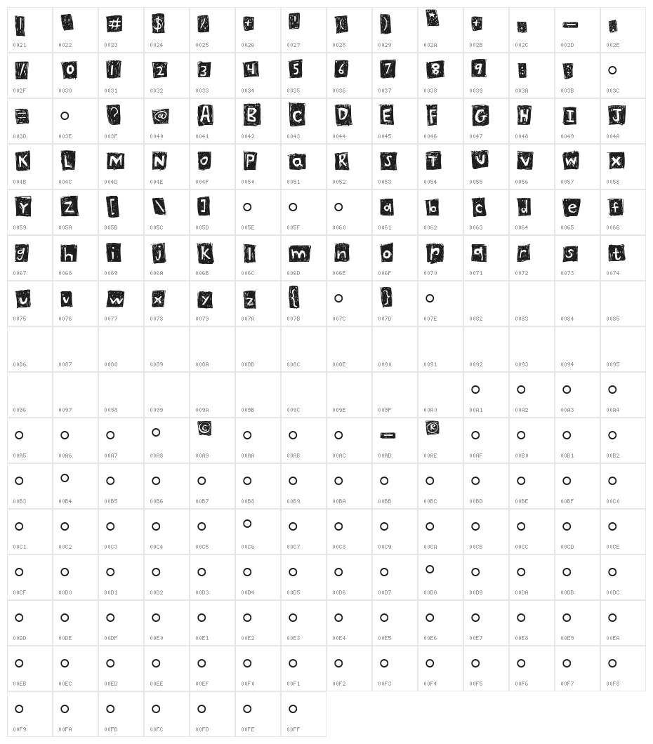 Blockhouse Character Map