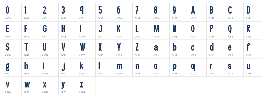 Blockline Regular Character Map