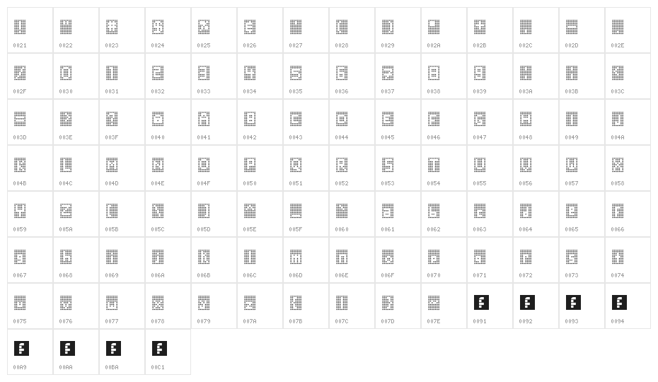 Blockstar Regular Character Map