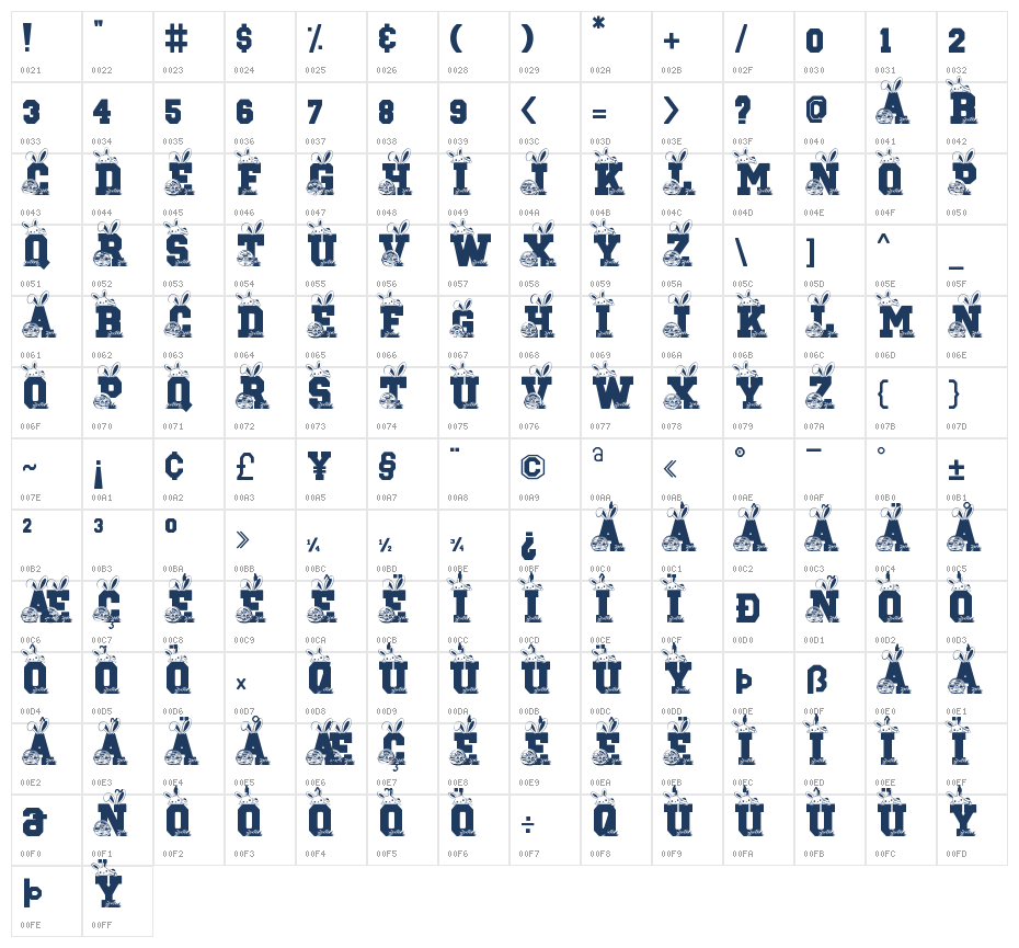 Blockton Easter Character Map