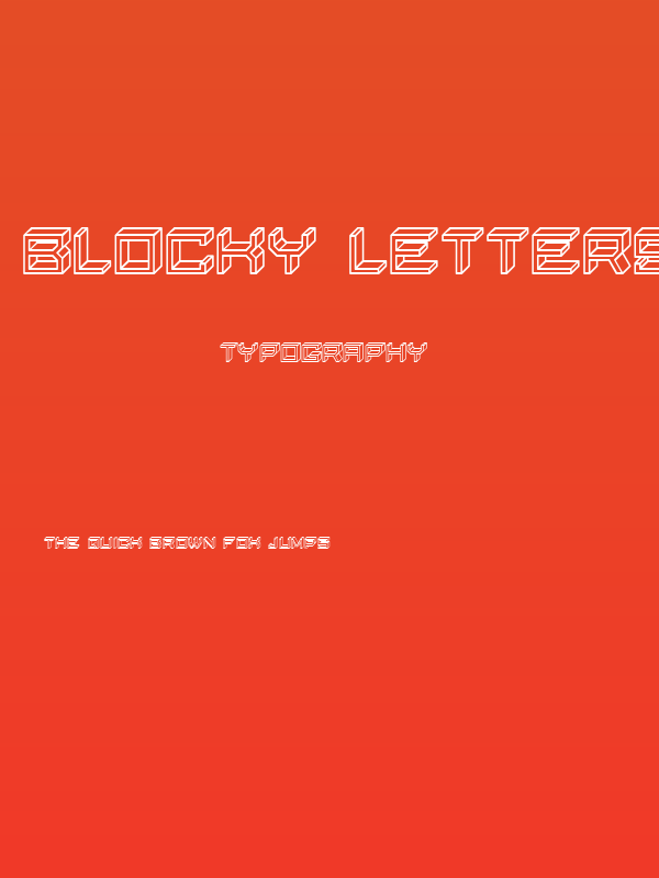 Blocky Letters Hollow Regular Poster