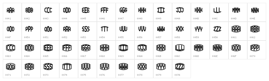 Blocky Monogram Regular Character Map