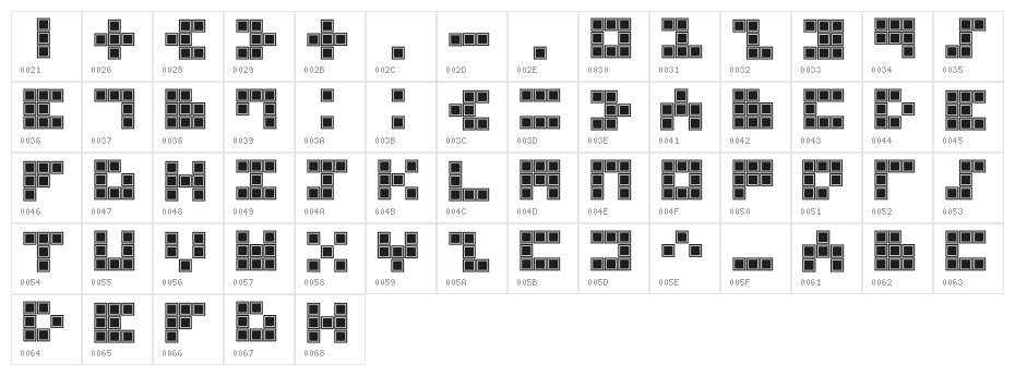 Blocky Outlined Character Map