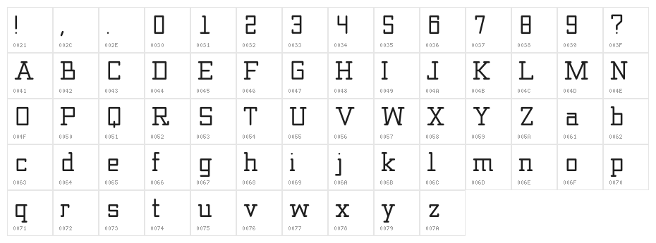Blocky_Typewriter Character Map