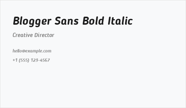 Blogger Sans Bold Italic Business Card