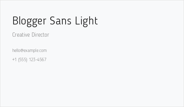 Blogger Sans Light Business Card