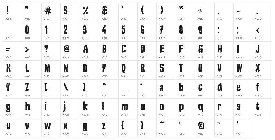 Blok Heavy Character Map
