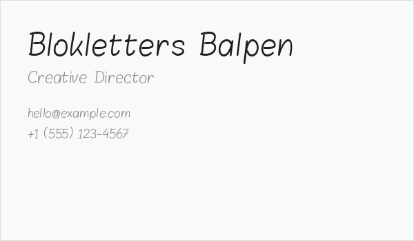 Blokletters Balpen Business Card