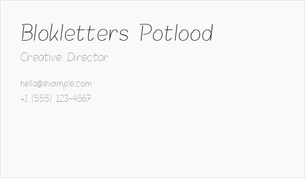 Blokletters Potlood Business Card