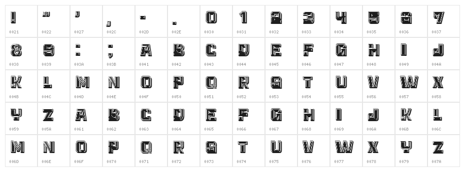 Blonde Extravagant Regular Character Map