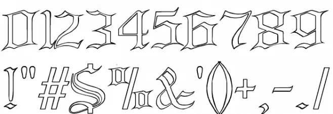 Blood and Blade outline Font OTHER CHARS