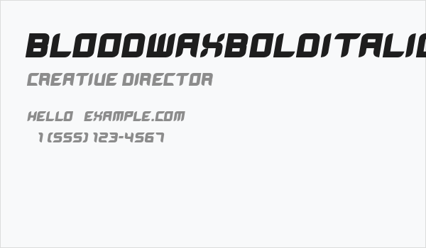 BloodWaxBoldItalic Business Card
