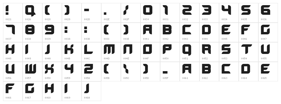 BloodWaxBold Character Map