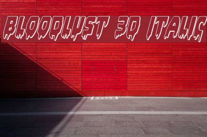 Bloodlust 3D Italic Font examples
